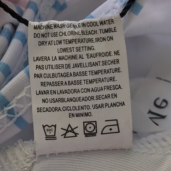 Blue White Criss Cross Lace Up Tie Back One-piece Swimsuit Flatter Me BOHO Small - Picture 11 of 11